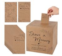 UNICRAFTALE 50Pcs Tan Share a Memory Cards and 1Pc Paper Message Box Celebration of Life Ideas Card Box Memorial Decorations for Celebration of Life Wedding Birthday Retirement Funeral