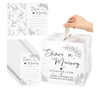 UNICRAFTALE 50Pcs White Share a Memory Cards and 1Pc Paper Message Box Celebration of Life Ideas Card Box Memorial Decorations for Celebration of Life Wedding Birthday Retirement Funeral