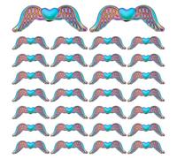 UNICRAFTALE 50Pcs Wing Butterfly Beads Rainbow Heart Wing Butterfly Loose Spacer Beads Vintage Angel Wings Spacer Carved Bead Metal Heart Fairy Bead for Necklace Bracelet Jewelry Making Hole 1.5mm
