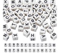 UNICRAFTALE 52Pcs 26 Styles Letter Beads 8.5mm A-Z Black Square Letter Beads Porcelain Cube Alphabet Bead for Bracelets Necklaces Key Chains Jewelry Making Hole 1.6mm