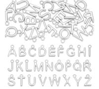 UNICRAFTALE 52Pcs Letter Charms 304 Stainless Steel Initial Charms 9mm/0.35inch Metal Tiny Alphabet Pendant Set Mirror Polish A-Z Charm Bulk 1.2mm Jump Ring for DIY Jewelry Making Crafts