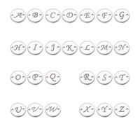 UNICRAFTALE 52pcs Stainless Steel Alphabet Link Charms Metal A-Z Letter Pendants Flat Round with Initial Letter Charms 1.2mm Hole Linking Connectors for Necklaces Bracelet Jewelry Making