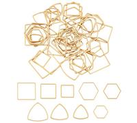 UNICRAFTALE 54Pcs 3 Styles 3 Sizes 304 Stainless Steel Linking Rings Triangle & Square & Hexagon Frames Connectors Golden Jewelry Charms Links Rings for Women Jewelry Making