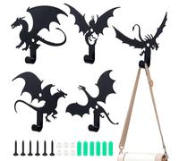 UNICRAFTALE 5Pcs 5 Styles Dragon Decorative Wall Hooks Black Fantasy Wall Hook Unique Dragon Themed Walls Art Man Cave Wing Decorative Hooks for Living Room Home Bedroom Office Gift 8-10.2cm