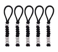 UNICRAFTALE 5Pcs Black Paracord Lanyard with Skull Beads Braid Paracord Keychain 13.8cm for Pocket EDC Tools Tactical Lanyards Keychain for Outdoor Camping Emergency