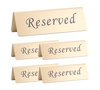 UNICRAFTALE 5Pcs Golden Reserved Table Sign Stainless Steel Reserved Sign for Restaurant Metal Table Top Reserved Sign Double Sided Reserved Table Signs for Business Office Weddings Events