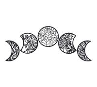 UNICRAFTALE 5Pcs Moon Phase Wall Decors Hanging Moons Walls Decoration Black Wooden Walls Hanging Ornaments with Plastic Stickers Woodens Moon Phase Wall Art Boho Room Bar Ornament Decor