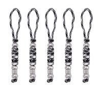 UNICRAFTALE 5Pcs Paracord Lanyard with Stainless Steel Beads Keychains Black and White Braid Paracord Keychain 13.8cm for Pocket EDC Tools Tactical Lanyards for Outdoor Camping Emergency