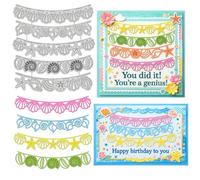 UNICRAFTALE 5Pcs Seashells Starfish Border Cutting Die for Card Making Reusable Carbon Steel Ocean Theme Embossing Stencils Template Die Cut for DIY Scrapbooking Album Craft 14.6x13.7cm