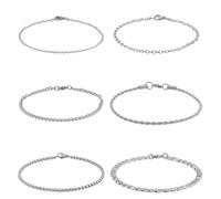 UNICRAFTALE 6 Pcs 6 Styles Stainless Steel Chain Bracelets Cuban Chain Link Bracelets Metal Figaro Chain Bracelets Fashion Men Wrist Bracelets Twist Rope Bracelet for Son Boyfiend Brothers
