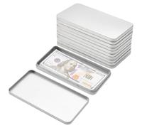 UNICRAFTALE 6 Pcs Platinum Iron USB Storage Box 17x9x1.6cm Metal Flash Drive Receipts Coin Currency Matte Iron Rectangle Organizer for Home Office Drawer