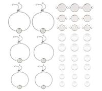 UNICRAFTALE 6 Sets 24cm Adjustable Slider Bracelets 304 Stainless Steel Slider Bracelets Cabochon Bracelet Bezel Jewellery Connector Bracelet with Clear Glass Cabochons for Bracelet Jewellery Making