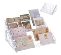 UNICRAFTALE 6-Tier Trading Card Display Holder Greeting Card Holders Clear Plastic Sticker Organizer Sports Cards Display Stand Portable Versatile Displays Rack Holder for Graded Cards Psa Card