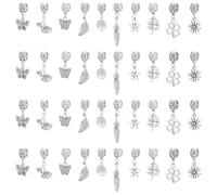 UNICRAFTALE 60Pcs 10 Styles Wholesale Bulk Lots Jewelry Making Antique Silver Charms Bulk Metal Pendants Daisy Flower Leaf Butterfly Charms for DIY Necklace Bracelet Making Hole 4.5mm