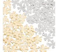 UNICRAFTALE 60Pcs 2 Colors 1mm Hole Stainless Steel Clover Charms Small Lucky Leaves Pendants Metal Clover Earrings Plant Charm for Bracelet Necklace Keychain Jewelry Making