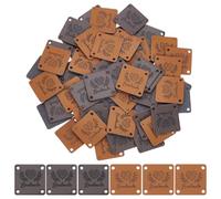 UNICRAFTALE 60Pcs 2 Colors Handmade Tag Imitation Leather Crochet Labels with Love and Oliver Leaf Crochet Tag for Handmade Square Embossed Tags for DIY Crafts Knitting Sewing Hats Purses Clothing