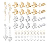 UNICRAFTALE 60Pcs 2 Colors Stainless Steel Clip-on Earring Findings with 80Pcs Open Jump Rings Flat Round Blank Tray Earrings Non-Pierced Earrings Converters for Earring Jewelry Making