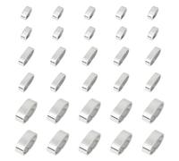 UNICRAFTALE 60Pcs 3 Sizes 304 Stainless Steel Rectangle Slide Charm Large Hole Slider Loose Beads Leather Cord Link Connector Bead Locking Clip Beads for Wrists Bracelets Jewelry Making