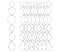 UNICRAFTALE 60pcs 3 Sizes Linking Rings 304 Stainless Steel Ring & Teardrop Connectors Mixed Shapes Frames Connectors Metal Jewelry Links for Jewelry Making, Stainless Steel Color