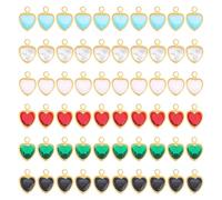 UNICRAFTALE 60Pcs Glass Charms 6 Colors Heart Pendants Love Rhinestone Charms Glass Colorful Pendants with Loop Dangle Earring Making Charm for Jewelry Making Accessories