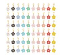 UNICRAFTALE 60pcs Knitting Stitch Markers Flower Crochet Stitch Marker with Removable Lobster Clasp Ring Notions Clip on Cute Charms for Sewing Weaving DIY Zipper Pull Charm