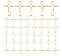 UNICRAFTALE 60Pcs Stainless Steel Cross Charms Gold Jewelry Cross Charms 15mm Easter Crucifix Vintage Crosses Charm with Loop for DIY Bracelet Necklace Jewelry Making Findings Hole 1.4mm