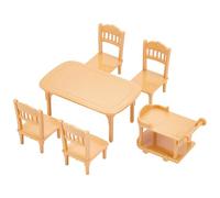 UNICRAFTALE 6pcs 1:12 Scale Plastic Dollhouse Furniture Dining Table and Chairs Set with Cart Miniature Dining Room Accessories for Dollhouse Decoration and Model Displays 10.5x6.4x4.6cm
