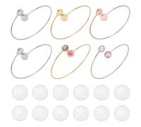 UNICRAFTALE 6Pcs 3 Colors Cabochon Bangles Bracelets Stainless Steel Adjustable Blanks Bangles 8mm Tray Cabochon Cuff Bangle Setting with 12Pcs Glass Cabochons Cuff Bangle for Women Gifts