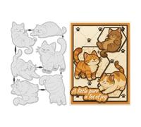 UNICRAFTALE 6Pcs Adorable Chubby Cat Cutting Die for Card Making Reusable Carbon Cute Cat Theme Embossing Stencils Template Die Cut for DIY Scrapbooking Album Craft Decor 20x13.5cm