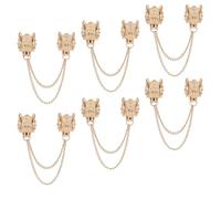 UNICRAFTALE 6Pcs Vintage Wolf Head Lapel Pin Brooch Long Collar Chain Brooch for Men with Double Hanging Chain Golden Wolf Pin Brooch for Punk Suit Collar Shirt Tie Accessory Jewelry Gift 8.7cm