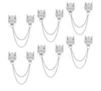 UNICRAFTALE 6Pcs Vintage Wolf Head Lapel Pin Brooch Long Collar Chain Brooch for Men with Double Hanging Chain Wolf Pin Brooch for Punk Suit Collar Shirt Tie Accessory Platinum Tone Jewelry Gift 8.7cm