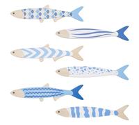 UNICRAFTALE 6Pcs Wood Fish Beach Walls Decor Coastal Walls Art Nautical Beach Decors Blue Fish Wall Sculpture Fishes Hanging Sculptures Bathroom Wall Decors for Summer House Bedroom Living Room