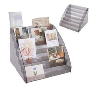 UNICRAFTALE 7-Tier Acrylic Greeting Card Display Stand Portable Christmas Greeting Card Rack Storage Sticker Organizer Stamp Postcard Mail Greeting Card Holder for Retail Counter Desk 30.5x30.2x25cm