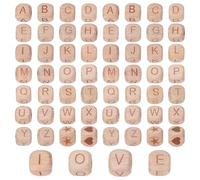 UNICRAFTALE 72Pcs A-Z Wooden Letter Bead Alphabet Bead Square Spacer Beads European 4.5mm Hole Tiny Beads for Bracelet Necklace Jewelry Making