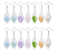 UNICRAFTALE 7Pair Colorful 304 Stainless Steel Shell Shape Dangle Earrings Summer Ocean Theme Ears Bohemian Hawaii Seashell Earrings Sea Seashell Drop Dangle Earring for Women Gifts Beach Party