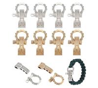 UNICRAFTALE 8 Sets 2 Colors Adjustable Alloy Screw Pin Shackle Survival Bracelet Clasps Metal Bow D Shackle Clip 28mm Long