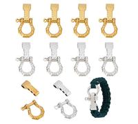 UNICRAFTALE 8 Sets 2 Colors Adjustable Shackles Survival Bracelet Clasps Metal Bow Anchor Shackle Clasp D Shackle Clip Clasps for DIY Bracelet Jewelry Making
