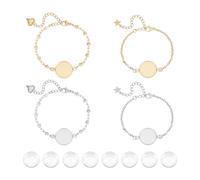 UNICRAFTALE 8 Sets 2 Styles 2 Colors Adjustable DIY Blank Dome Bracelet Making Kit 304 Stainless Steel Blank Bracelet Bezel Pendants Golden Cable Chain Bracelet with Cabochons for Summer Gifts