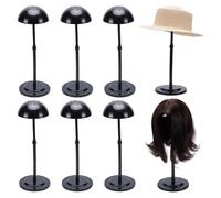 UNICRAFTALE 8 Sets Black Hat Display Stand Adjustable Height Half Round Wig Head Holder Plastic Hat Rack Holder for Baseball Caps Cowboy Wig Head Counter Stand Styling Practice 25-48cm