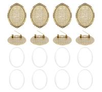 UNICRAFTALE 8 Sets Oval Brooches Pin Antique Bronze Vintage Brooch Cabochon Settings Metal Brooch Bezel Trays Base Blank Brooches Tray for Badge Corsage Name Tags Making for Wedding Groom Bride