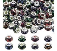 UNICRAFTALE 80 Mixed Color Resin Round DIY Jewelry Beads, 14x9mm, Paw Print Pattern, Large Hole, 80pcs