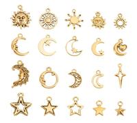 UNICRAFTALE 80Pcs 20 Styles Sun Moon Star Series Charms Earring Charms Tibetan Style Pendant Small Dangle Pendants for Bracelet Necklace Jewelry Making, 8~16mm x 11~26mm x 1~4mm, Alloy, No Gemstone