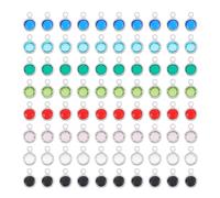 UNICRAFTALE 80Pcs 8 Colors Glass Rhinestone Charms Transparent Glass Earring Pendants Flat Round Birthstone Crystal Glass Charms with Stainless Steel Loops for Bracelet Necklace Jewelry Making