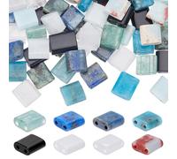 UNICRAFTALE 80Pcs 8 Styles Half Seed Bead Tila Beads 2-Hole Seed Flat Square Loose Beads 5.5x5mm Rectangle Natural Gemstone Connector Spacer Bead for DIY Bracelet Earring Jewelry Making Hole 0.9mm