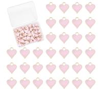 UNICRAFTALE 80pcs Enamel Heart Charms Pink Love Heart Charms Small Cute Valentine's Day Pendants for Keychains Earrings Bracelets Necklaces Jewelry Making DIY Crafts