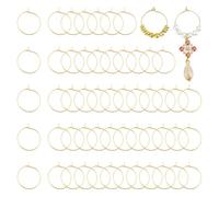 UNICRAFTALE 80pcs Real 18K Gold Plated Beading Hoop Earring Brass Wine Glass Charm Rings 20mm Metal Dangle Earring Rings Round Earring Beading for Crafts Party Festival Wine Charm Rings Jewelry Making