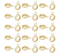 UNICRAFTALE 80Pcs Real 18K Gold Plated Tube Bails 10mm Long Stainless Steel Ring Bail Beads with Loop Hanger Link Bails Round Hollow Connector Ring Bail Beads for DIY Bracelet Jewellery Making