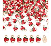 UNICRAFTALE 80Pcs Red Strawberry Charms White Heart Mini Charms Pendant Metal Enamel Strawberries Charm Cute Fruit Charm for DIY Bracelet Necklace Earring Jewelry Making