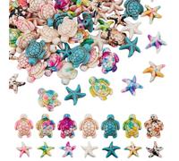 UNICRAFTALE 84Pcs 2 Styles 7 Colors Ocean Animal Tortoise Loose Spacer Beads Synthetic Turtle Beads Starfish Pearls for Summer DIY Crafts Jewelry Necklace Bracelet Making