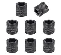 UNICRAFTALE 8Pcs 10mm Diameter Paracord Bead Black Grooved Tube Lanyard Beads Stainless Steel Column Spacer Beads Metal 6mm Large Hole Loose Bead for European Bracelet Jewelry Making